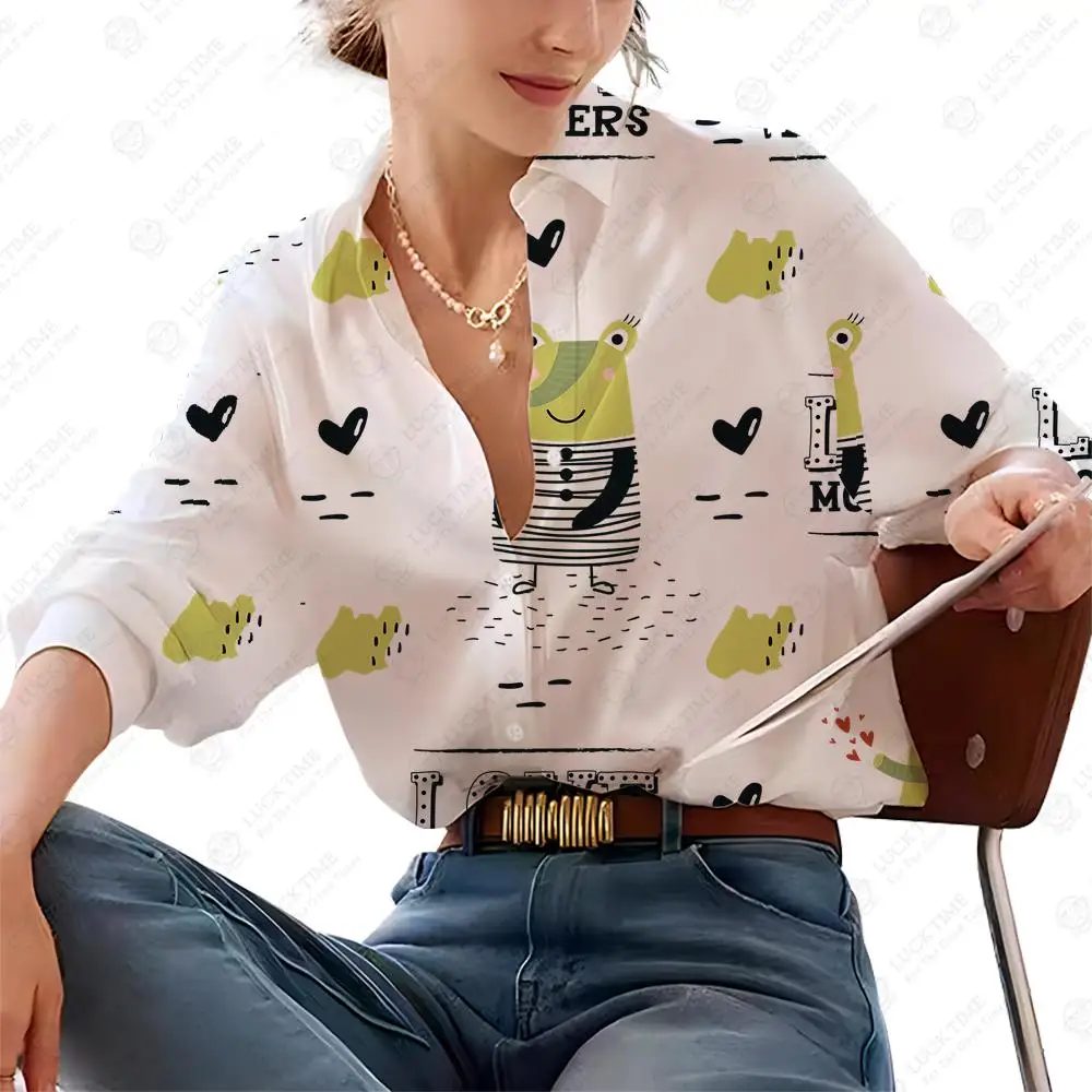 

Женский элегантный повседневный топ с отложным воротником и принтом, модная рубашка с длинным рукавом, ретро блузка, цельный, из материкового Китая, для среднего возраста, AllSeason