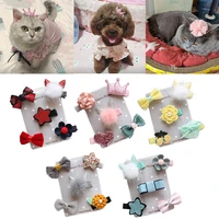 princess pink cute dog barrettes hair clip dog accessories for small dogs cat hair bows animal party dog supplies headgear cute