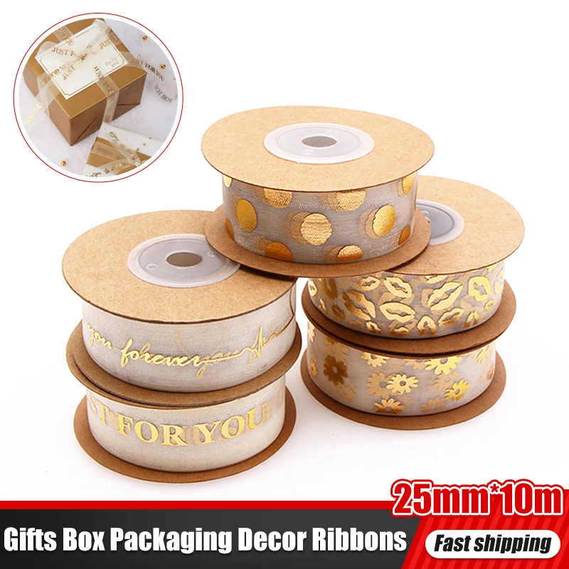 

Happy Birthday Ribbons Lover Wedding Event Party Baking Bouquet Bow Card Gifts Box Packaging Decor Christmas Decoration 25mm*10M