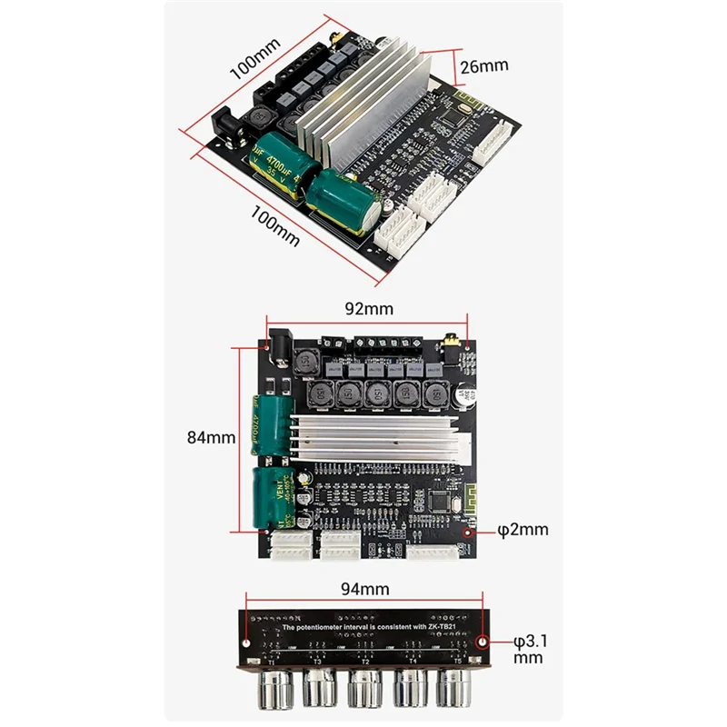 -Плата усилителя мощности TB22P 5.1bluetooth 50 Вт плата слева и справа с сабвуфером 100 для