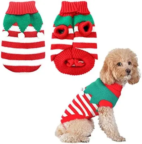 

Dog Christmas Sweater Pet Winter Knitwear Xmas Elf Costume Clothes Coats Sweater for Kitty Puppy Cat S