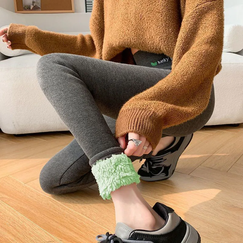 Утолщенные зеленые Леггинсы из овечьей шерсти Biyaby женские осенне-зимние теплые