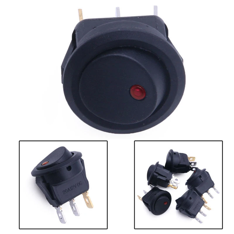 

Plastic Switches Rocker 4Pc DC12V LED Light Toggle SPST 2 Poles Design 3 Pins Round Rocker