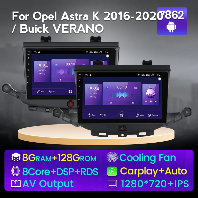 

Fellostar 9-дюймовый Android 11 HD1280 * 720 8 + 128G 8-ядерный автомобильный стерео аудио для Opel ASTRA K 2015-2019 Вентилятор охлаждения IPS экран 4G LTE DSP