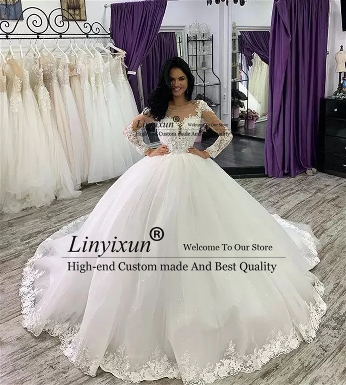 

Свадебное платье Aso Ebi с кружевной аппликацией и шлейфом