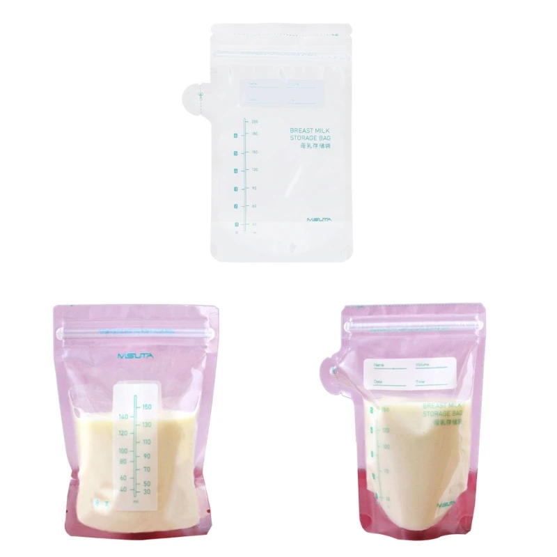 

30Pcs Standing Breast Milk Storage Bags Infant Food Pouch 150/200ml Baby Snack Storing Bag Self Feeding Puree Pouches