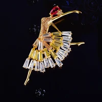 korean womens new copper inlaid zircon corsage dance girl high end temperament brooch clothing accessories wholesale