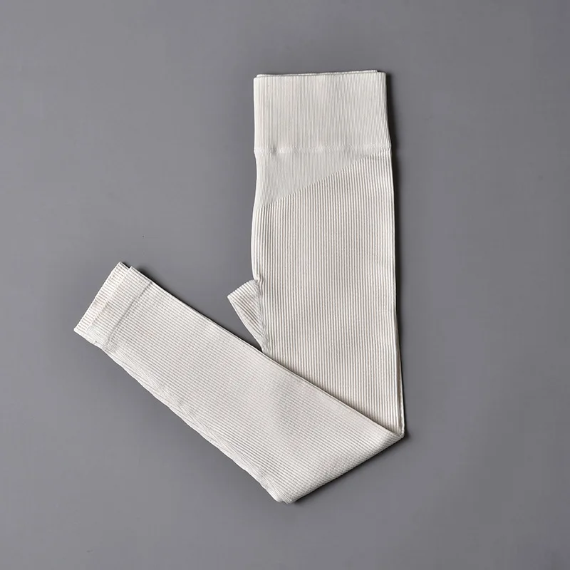 Ribbed Yoga Pants High Waisted Gym Leggings Sport Women Fitness Seamless Female Legging Tummy Control Running Training Tights