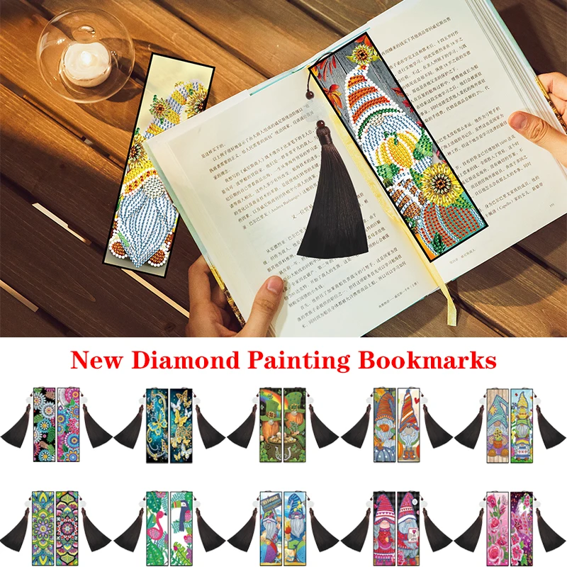 

2PCS DIY Diamond Painting Bookmark Special Shaped Diamond Art Mosaic Tassel Book Marks for Books Diamond Cross Stitch Embroidery