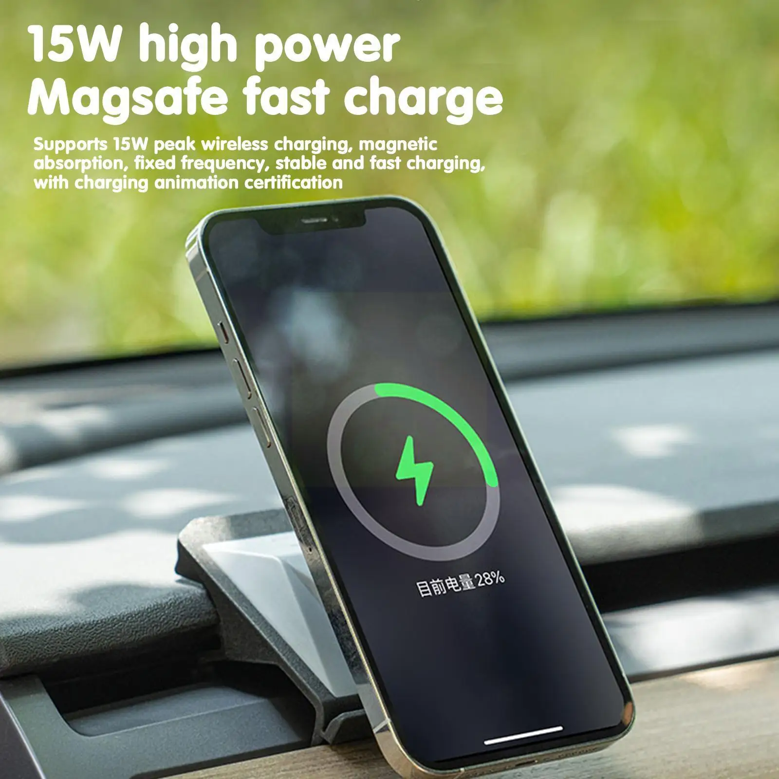 

Магнитный автомобильный держатель для Tesla Model 3 Y X S 2018-2021 2022, беспроводной зарядный держатель для вашего мобильного телефона Iphone 12 13 Pro GPS St F6P0