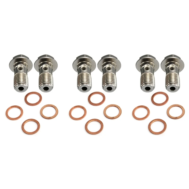 

6 Pcs Motorcycle Stainless Brake Banjo Screw M10 X 1.25Mm