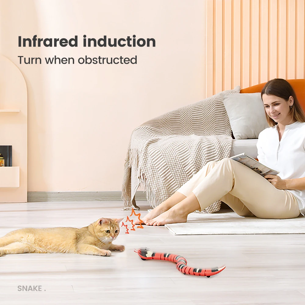 

1pcs Cat Toys Smart Sensing SnakeElectric Interactive Toys For Cats USB Charging Cat Accessories For Pet Dogs Game Play Toy