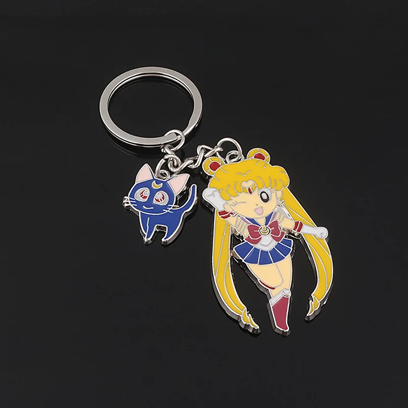 

Anime Star Moon Keychain Tsukino Usagi Luna Cat Sailormoon Key Chain for Fans Bag Ornament Keyring Car Pendant Gift