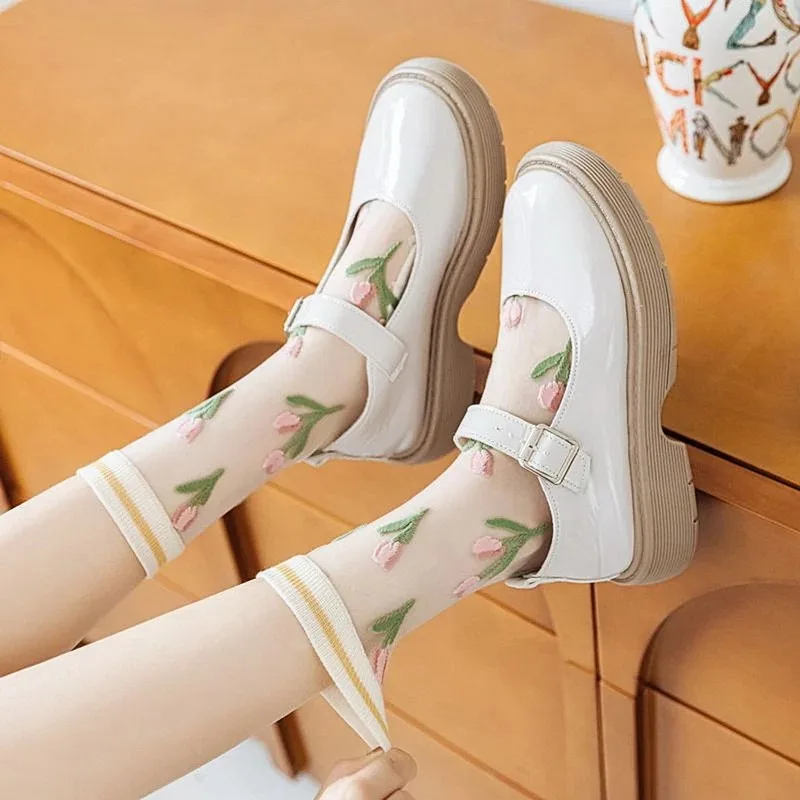 Ультратонкие прозрачные шелковые носки с кристаллами женские модные летние