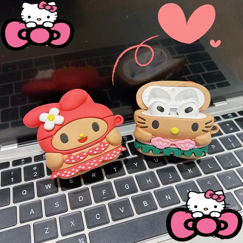 

Kawaii Hello Kittys Earphone Case Cartoon Sanrios Student Bestie Airpods 2 3 Pro2 Creative Cute Silicone Earbuds Protective Box