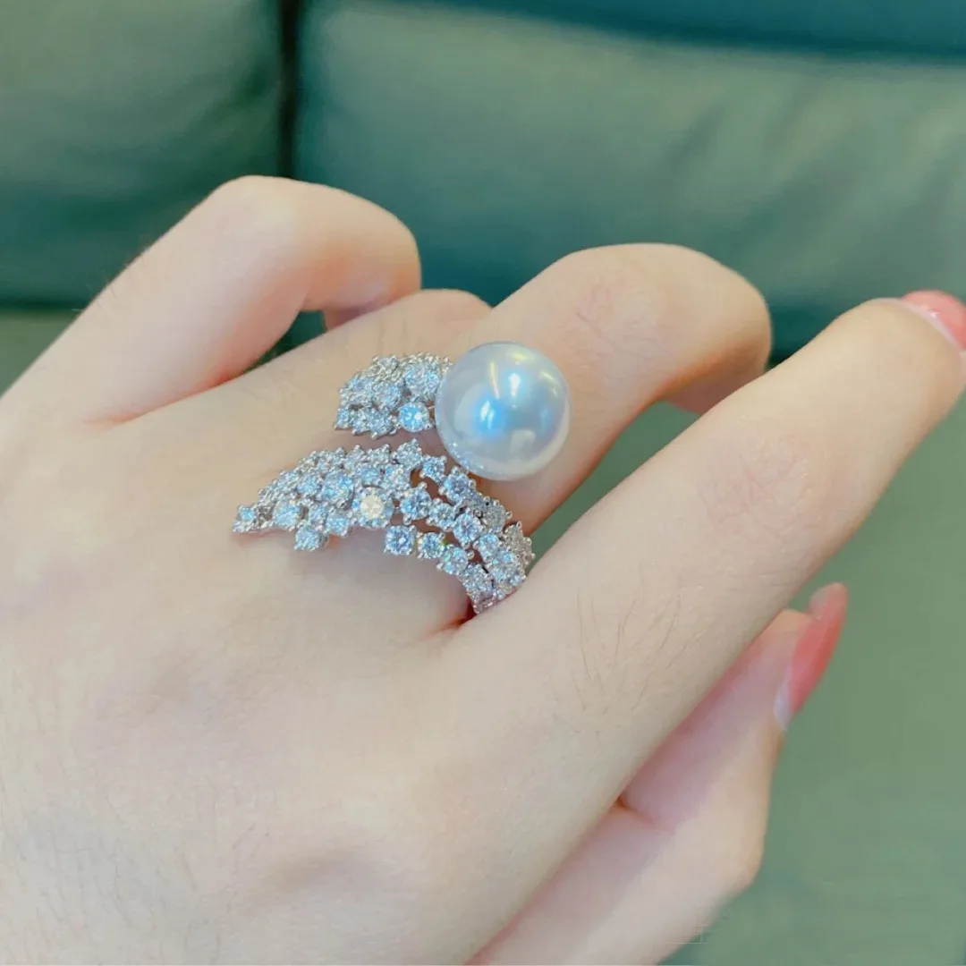 

New Precious Pearl Full Diamond Zircon Ring for Women Girl ZA 2022 Adjustable Luxury Designer Jewelry Replicas Anel Fine Gift
