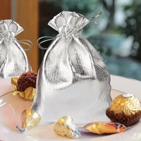 adjustable packing bags for party candy drawstring wedding gift bags gold silver
