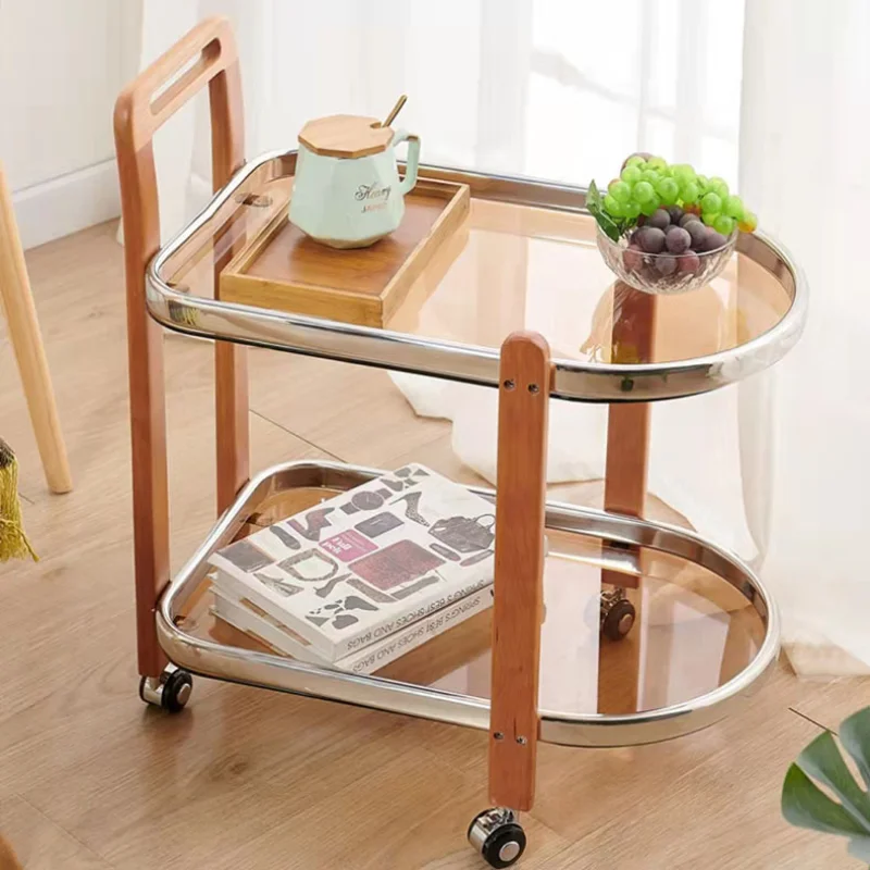 

Тумбочки на колесиках для кровати, боковой столик, стеллаж для хранения, простой стеклянный обеденный автомобильный вспомогательный стол, ...