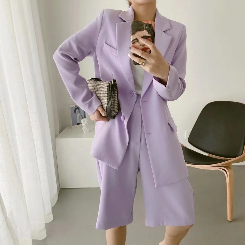 Korean Fashion Candy Colors Office Blazer 2023 Women Solid Colors Single Breasted Casual Commute Blazer Suit Simple Work Wear