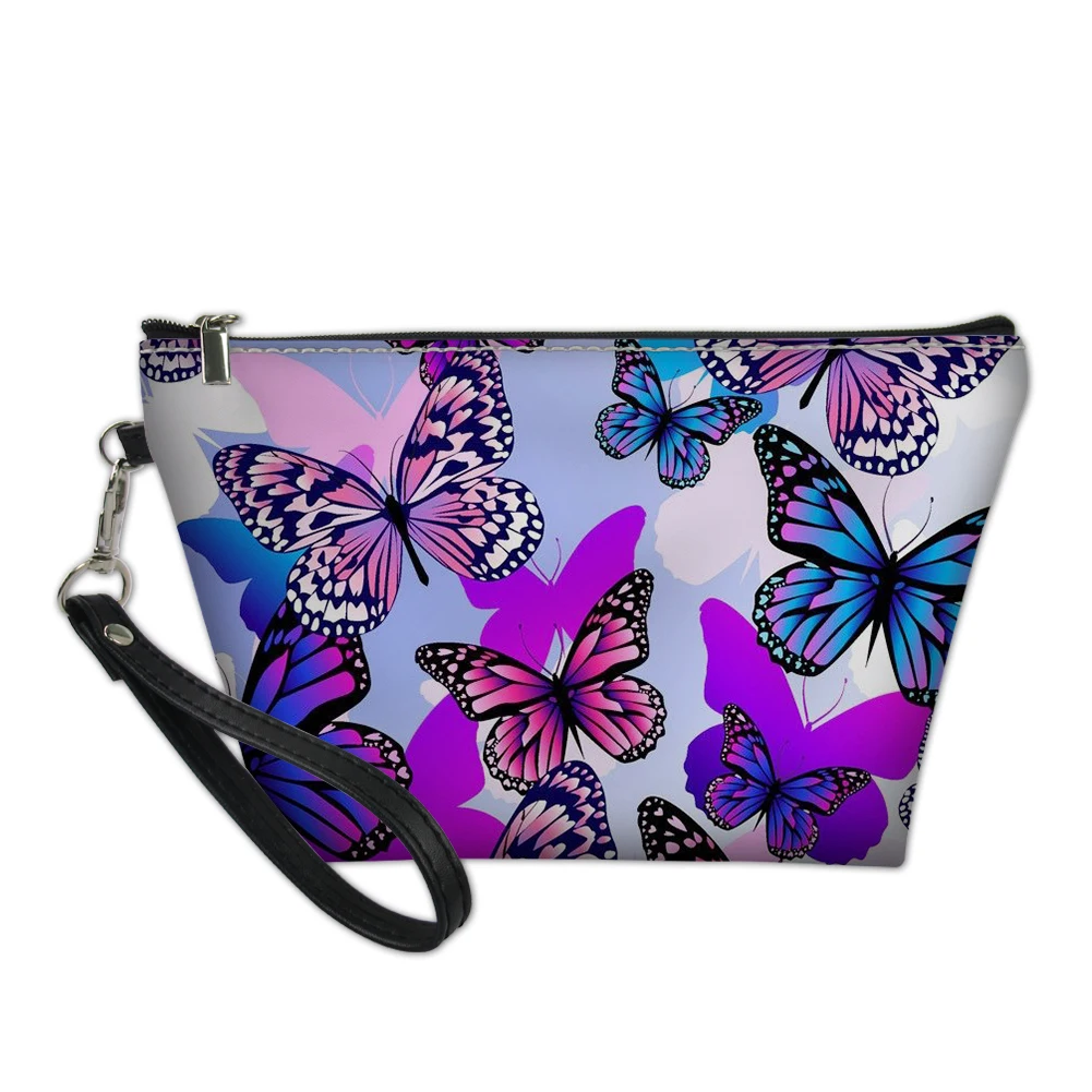 Colorful Butterflies Pattern Print Decoration Toiletry Bag Girl Women Zipper Neceser Outdoor Party Storage Make Up Cases