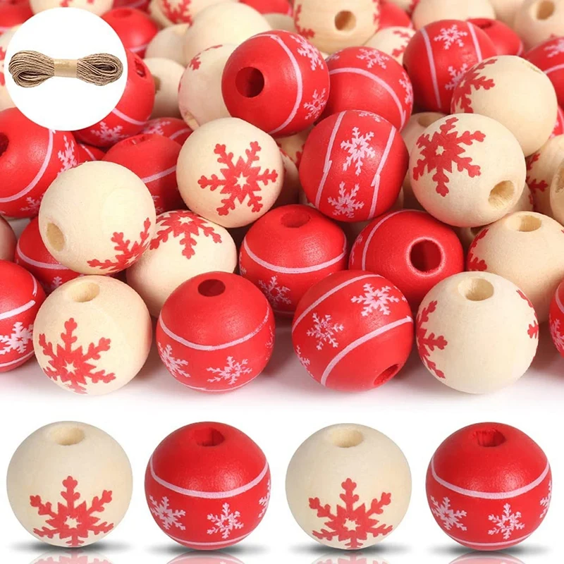 

Christmas Wooden Beads Garland 100Pcs 16mm Colored Wood Balls Bulk for Craft Supplies Farmhouse Decor