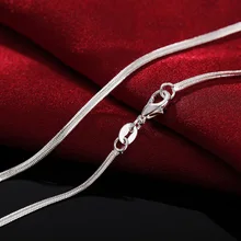 16-30inches 925 Sterling Silver Necklace 2MM Charms Wedding Party Flat Snake Chain  Cute for Women Men Fashion Fit Pendant