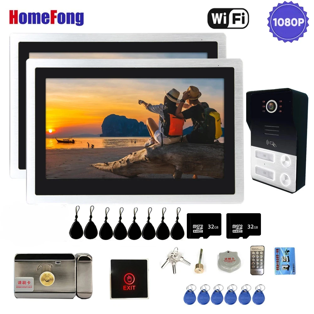 

HomeFong 2 Wifi Apartment Intercom Doorbell Camera with Lock RFID Unlock Record Motion Detect IP Wireless Tuya Video Door Phone