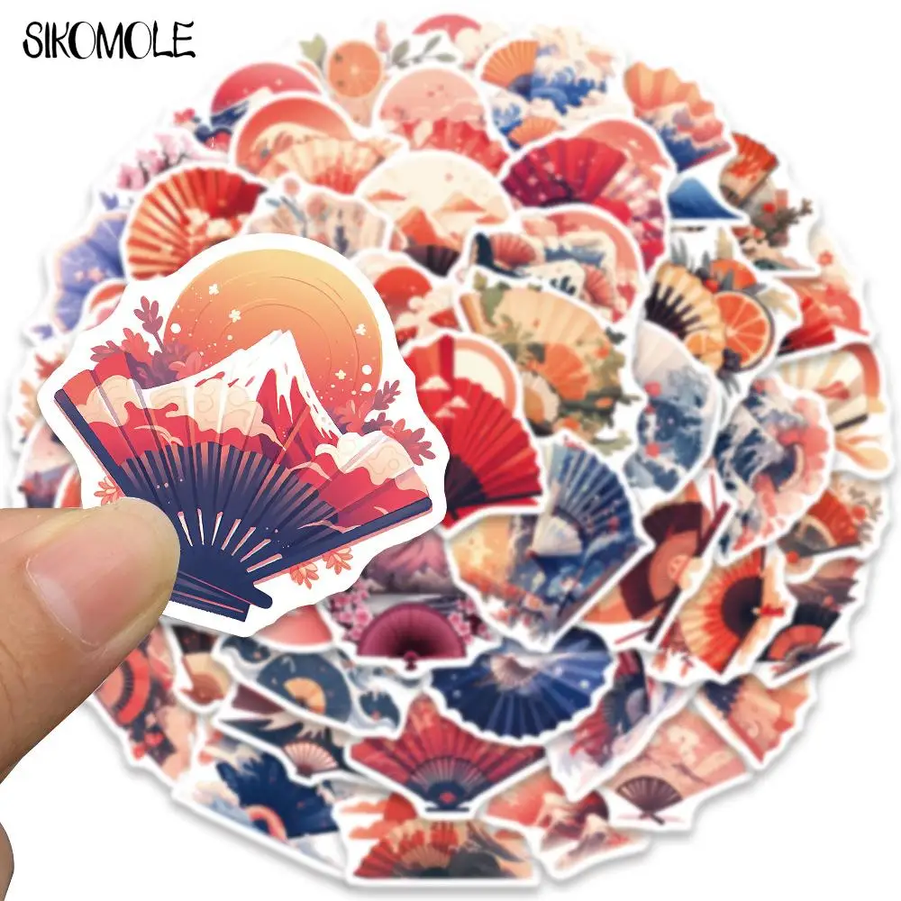 Наклейки бумажные в японском стиле для вееров 10/30/50 шт.