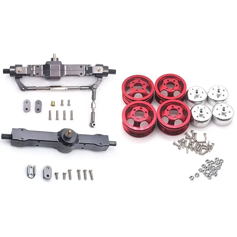 

Upgrade Metal Wheel Rim Kit Wheel Hub Red With Metal Front / Rear Bridge Axle Gear Box