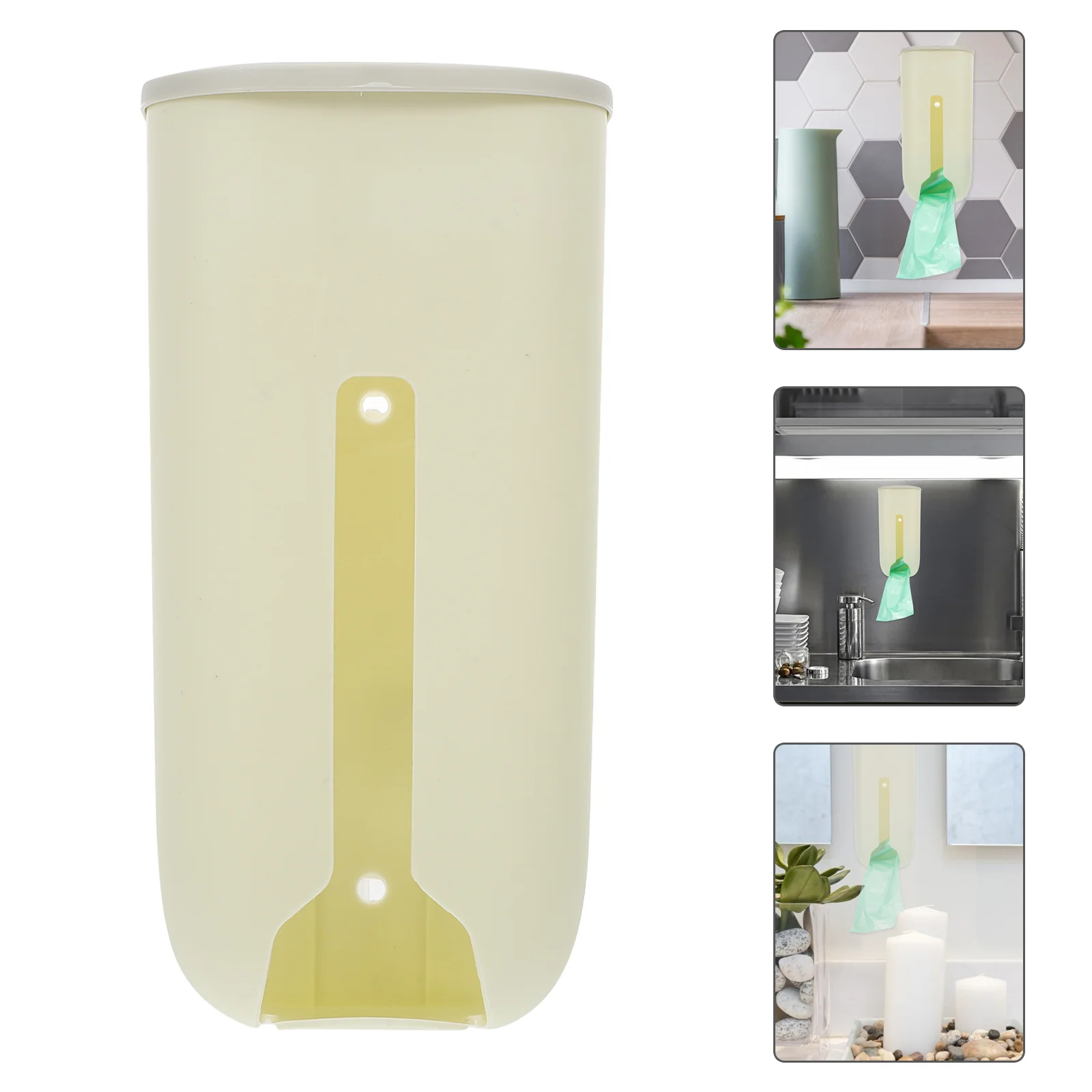 

1Pc Wall-mounted Plastic Bag Storage Box Simplicity Wall Hanging Garbage Bag Storage Container White