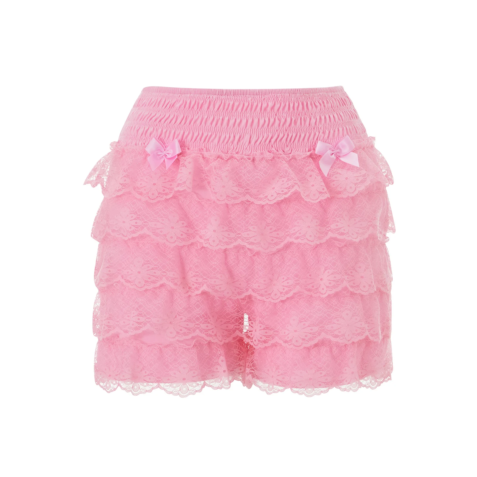 Женские сетчатые кружевные шорты-шаровары Y2k эстетические многослойные шорты с