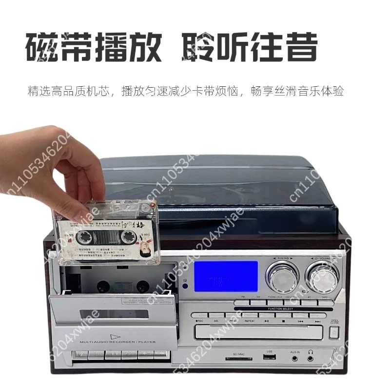 Фото Винтажный проигрыватель 3-в-1 с Bluetooth 5.0, CD и кассетным плеером, AM/FM-радио, USB-кодированием и Hi-Fi стереосистемой №2