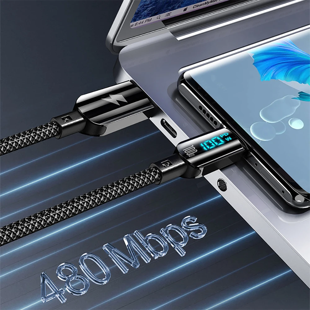 НОВЫЙ USB-кабель 100 Вт тип C быстрая зарядка цифровой дисплей кабель для передачи