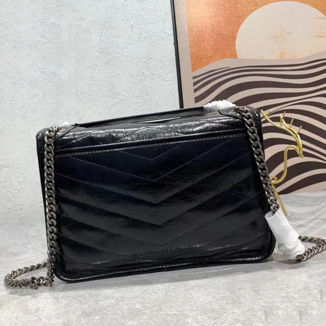

Oilwax Cowhide Women One Shoulder Bag Designer Genuine Leather Ladies Crossbody Bag Luxury Tote Messenger Chain Female Handbag