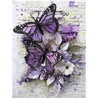 gatyztory 60x75cm frame diy painting by numbers kits purple butterfly animals hand painted oil paint by numbers for home decor