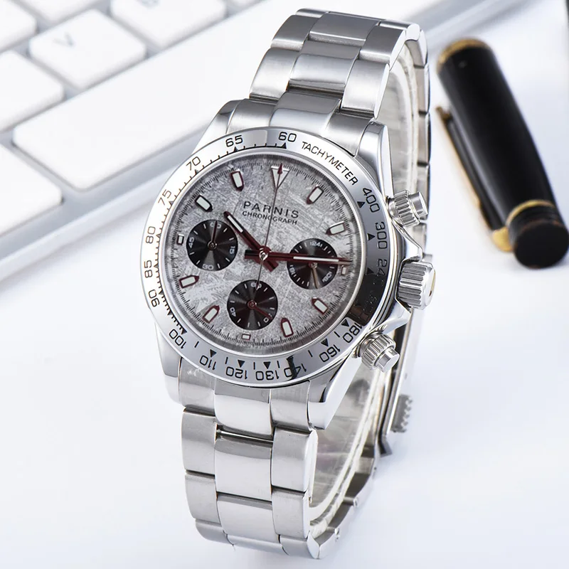 

VK63 Chronograph Watch For Men 39mm Stainless Steel Case Sapphire Crystal Men's Quartz Sport Wristwatch Top Luxury PARNIS Brand