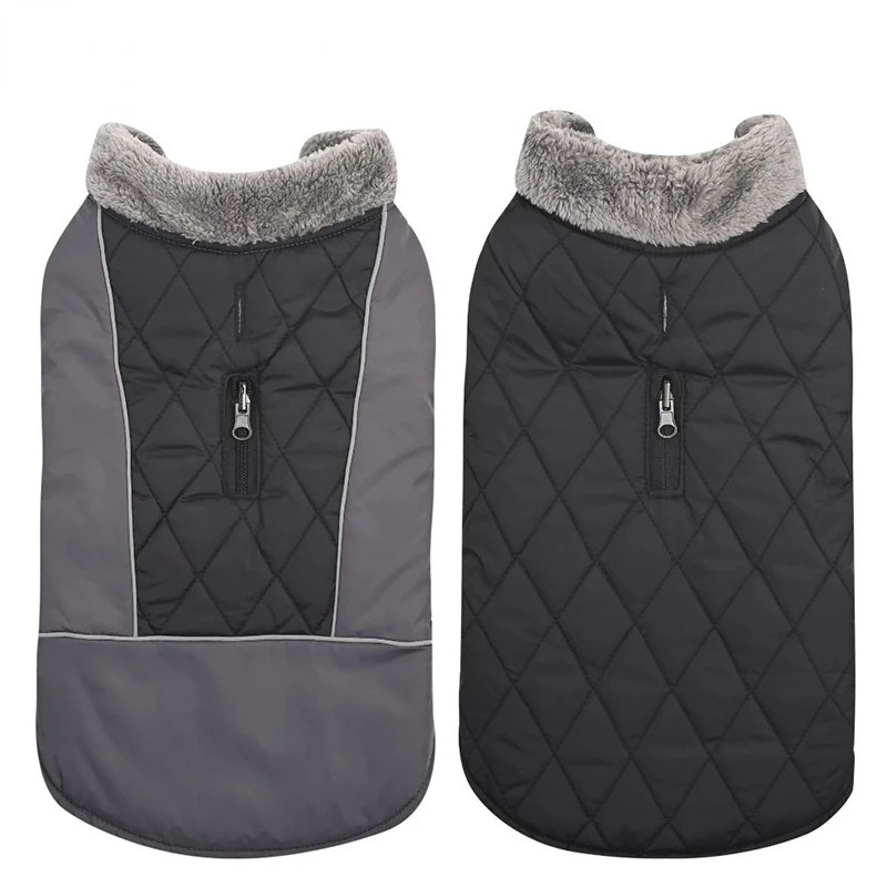 

Зимняя куртка для собак, мягкая теплая одежда для собак с меховым воротником, двусторонний жилет для маленьких, средних и больших собак, пал...