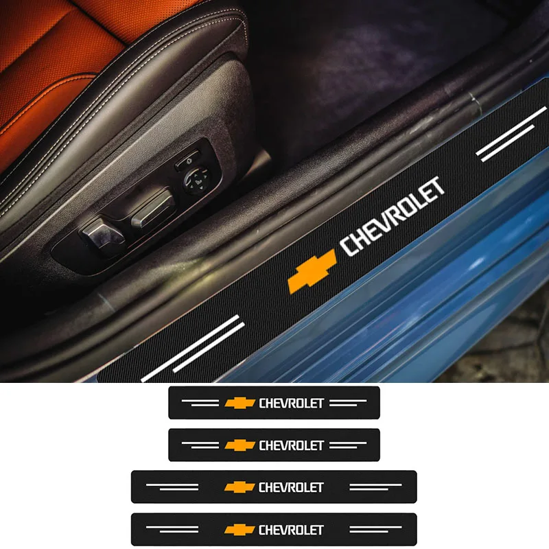 

4pcs Car Door Sill Scuff Plate Carbon Fiber Protector Strip Stickers for Chevrolet Colorado Cruze Spark Captiva Malibu Trax Aveo