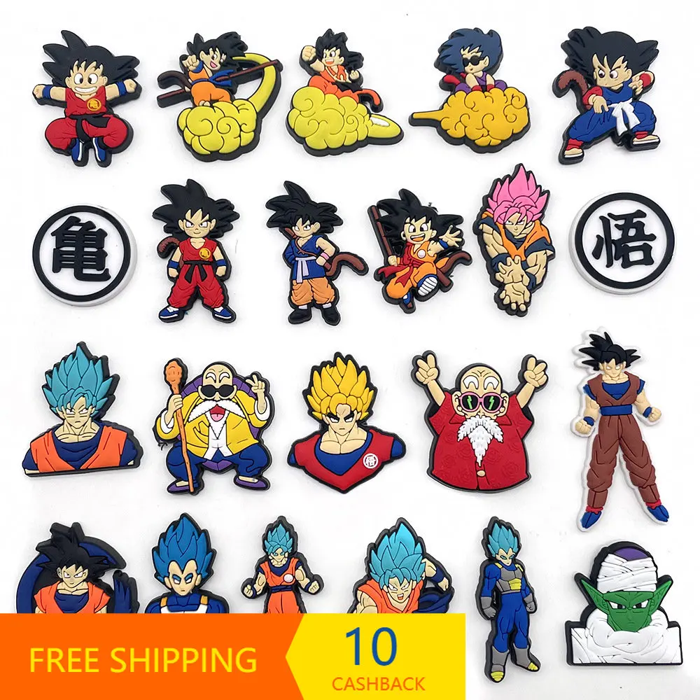 

New Seven Dragon Ball series cartoon cave shoes flower shoe buckle PVC soft rubber cave shoes accessories free shipping items