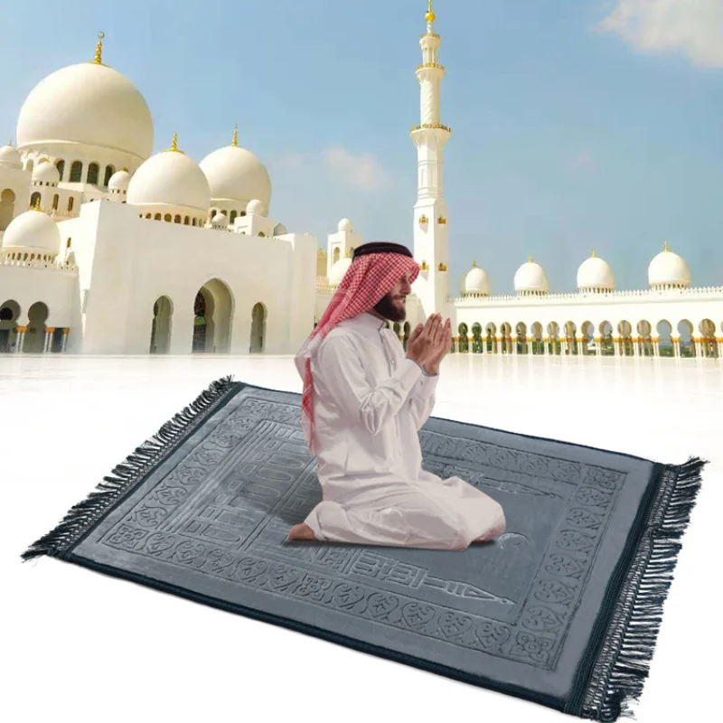 

Raschel Prayer Blanket Worship Mat Islamic Week Pray Rug Non-slip Muslim Carpet Pilgrimage Decoration Living Room Rugs Tassels