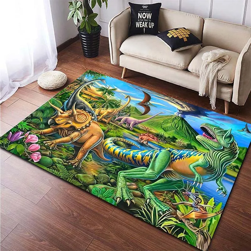 

Jurassic Fierce Dinosaur Park 3D Boys' Cartoon Rugs Soft Living Room Yoga Mat Bedroom Bathroom Kitchen Non slip Mat Large Carpet