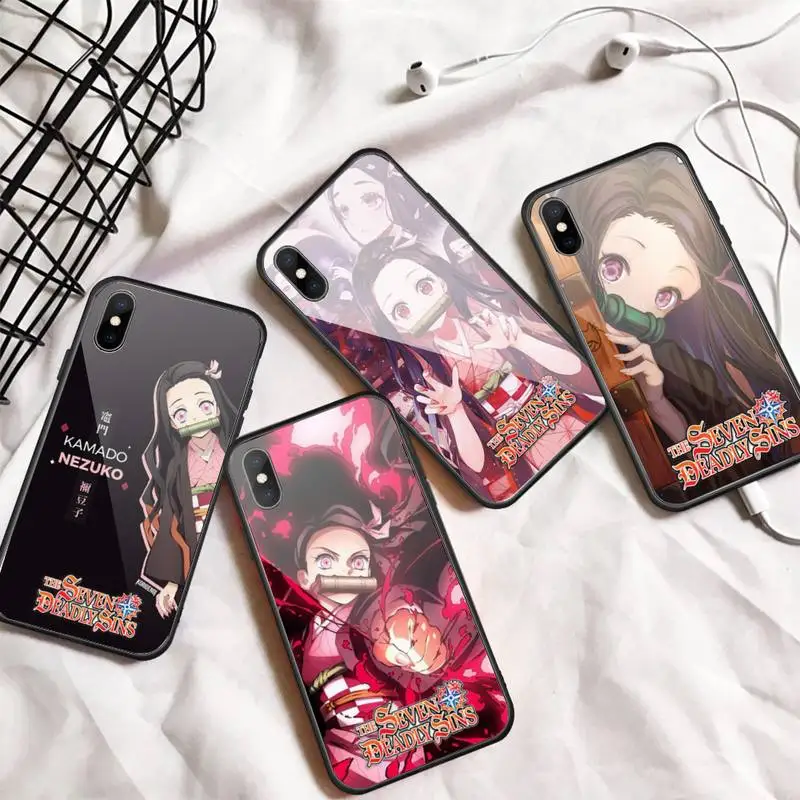 

Kimetsu no Yaiba Demon Slayer Phone Case Tempered glass For iphone 11 12 13 PRO MAX mini 6 7 8 plus X XS XR