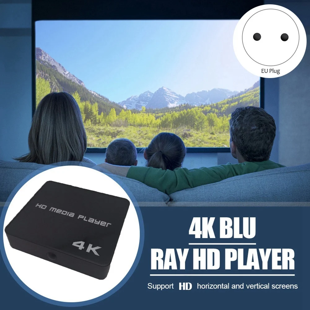 

4K @ 60Hz FULL HD мультимедийный плеер HDD/USB-накопитель/TF-карта с HDMI/AV-выходом для HDTV/PPT MKV AVI MP4 H.265-EU Plug