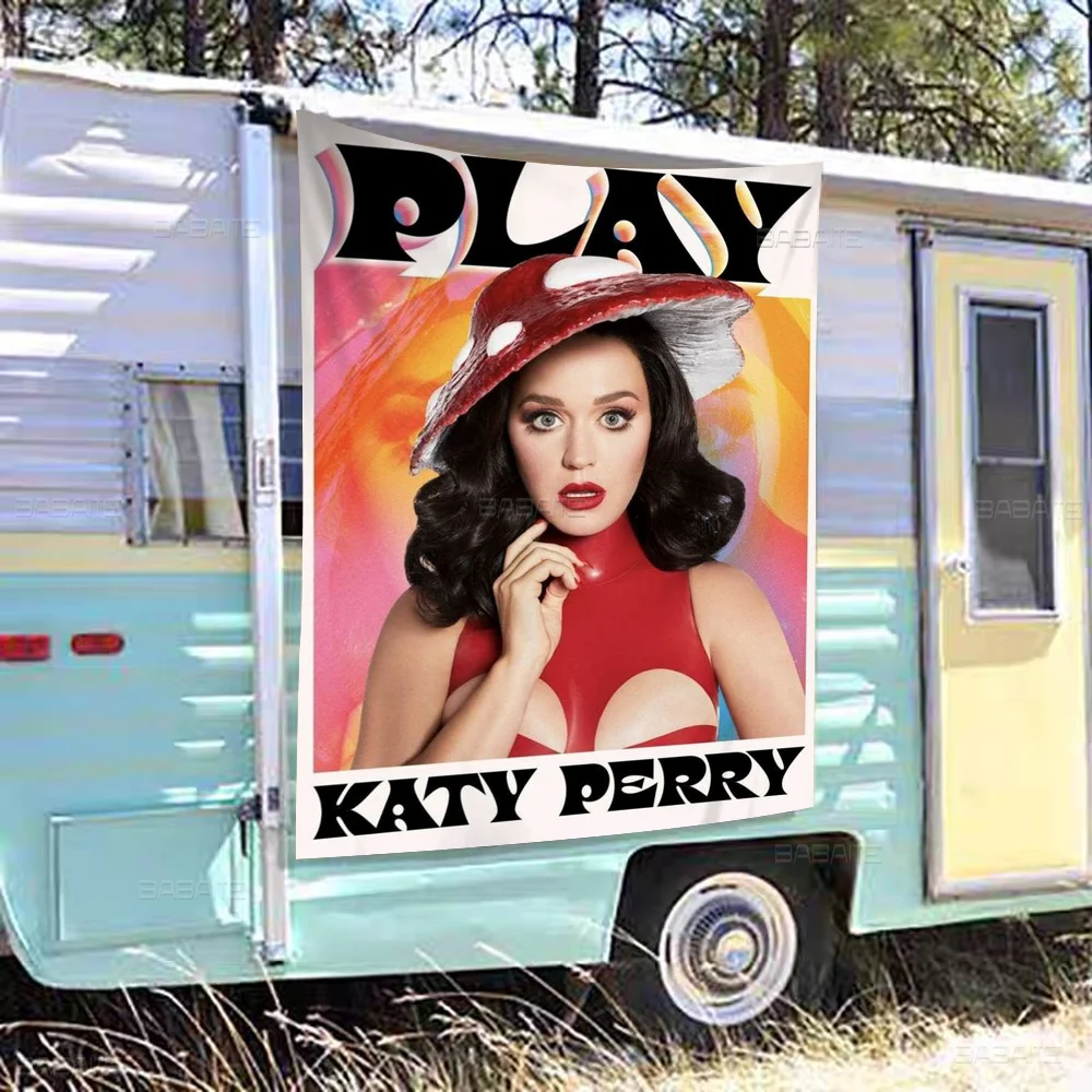K-Katy Hot Singer P-Perry Banner Художественная печать Японский настенный флаг Аниме Настенный