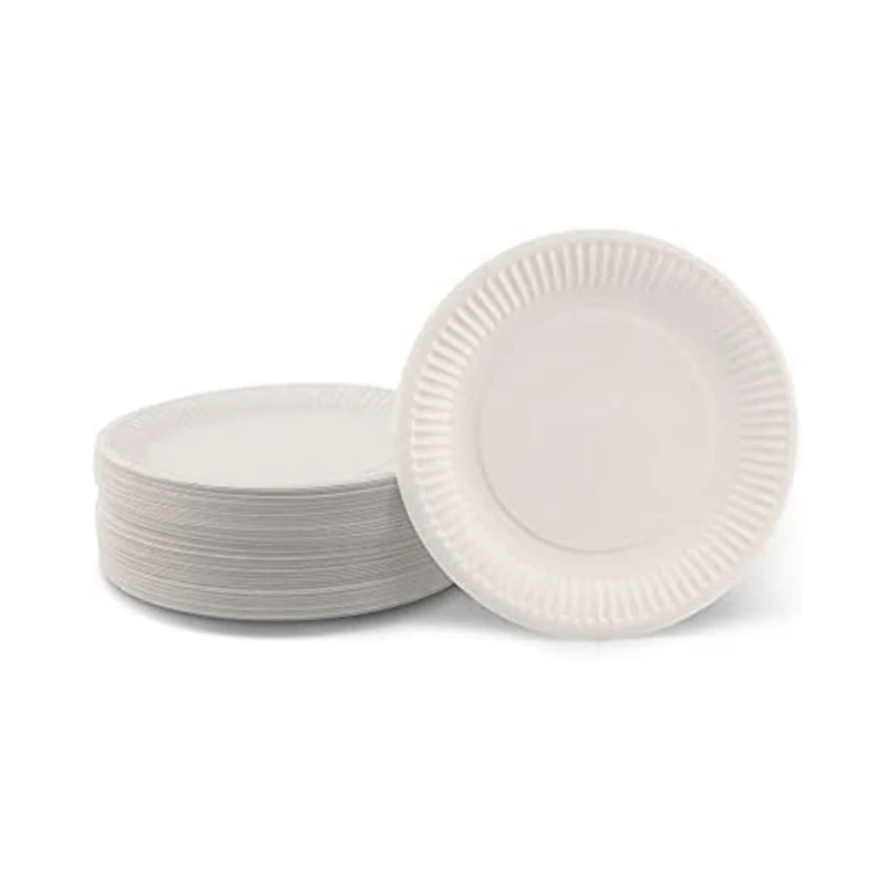 

200 Piece Paper Plates Disposable White Plates 18Cm Party Tableware Friendly Biodegradable