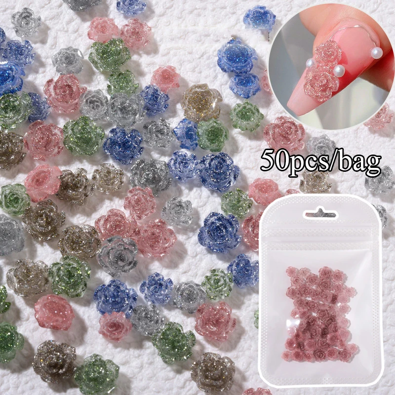 

New Resin Flat Back Camellia Plus Small Steel Ball Combination Nail Art Rhinestones Mixed Size DIY Manicure Decoration Beauty