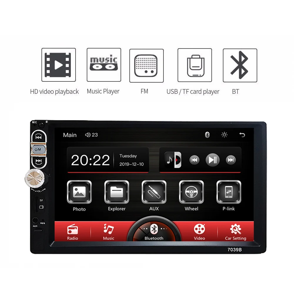 Автомагнитола 2 Din с сенсорным экраном 7 дюймов мультимедийный плеер поддержкой