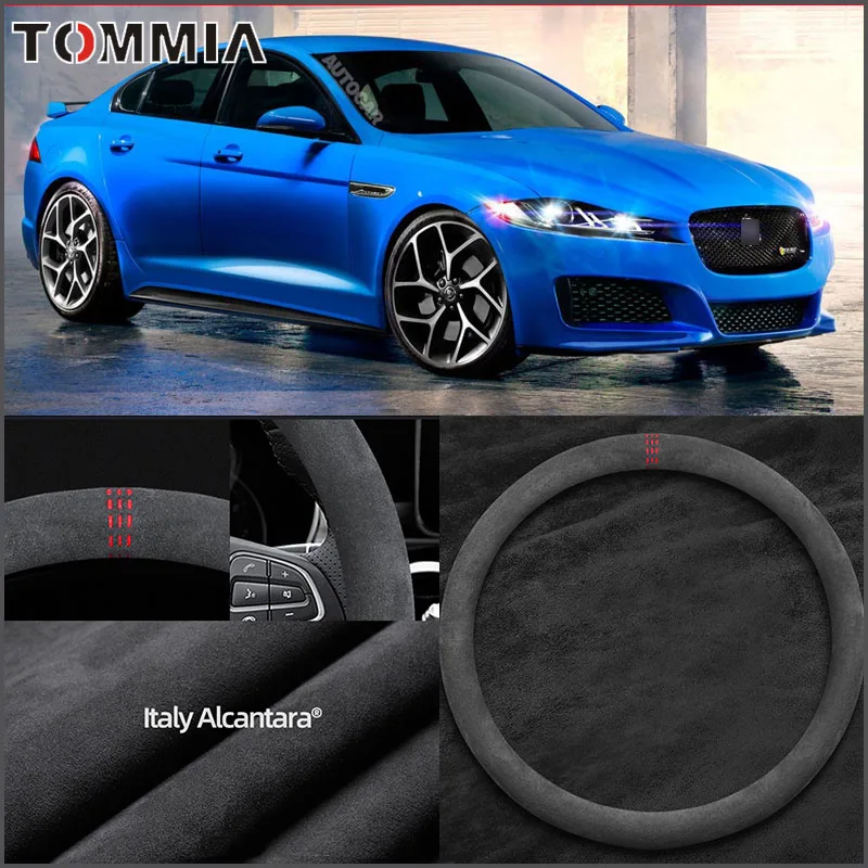 

Car Interior Protection Case All Seasons Anti-skid 15" Black Suede Steering Wheel Cover For Jaguar XF