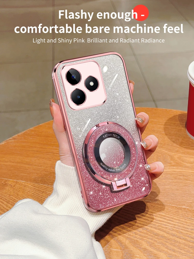 Блестящий Гальванизированный магнитный держатель на присоске женский Fr Realme Q Q3 Q3i