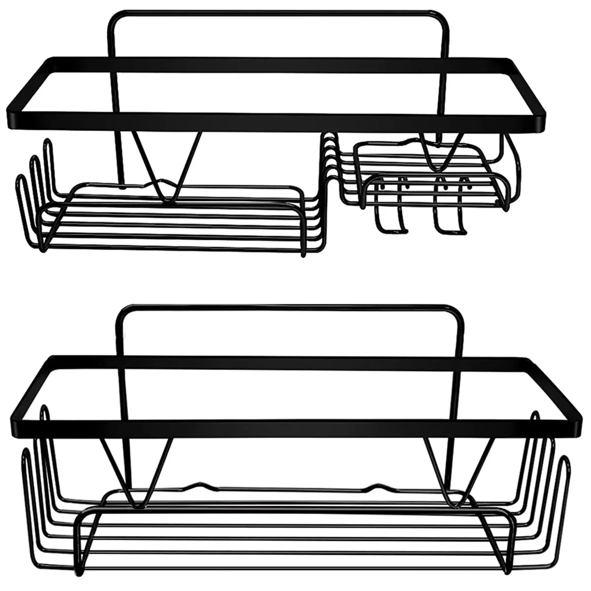 

New 2 Packs Shower Caddy Stainless Steel Shower Shelf Wall Mounted Shower Organizer No Drilling Bathroom Organizer with 12